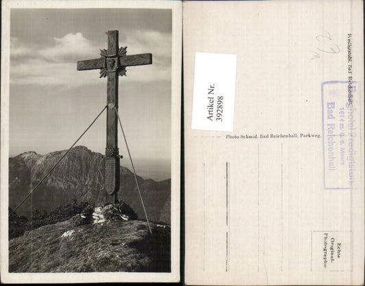 392898,Bad Reichenhall Predigtstuhl Gipfel Gipfelkreuz Bergkulisse