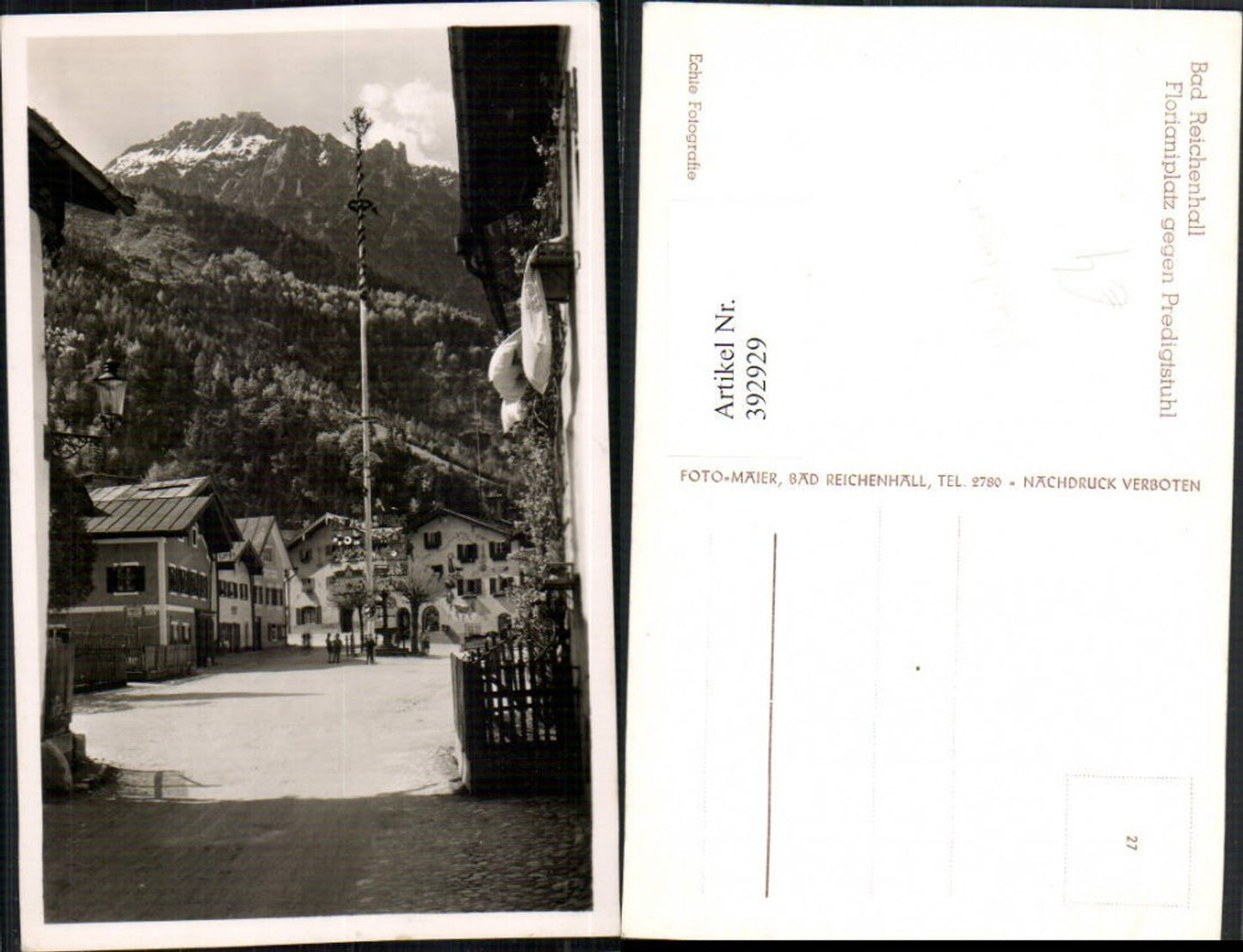 392929,Bad Reichenhall Florianiplatz geg. Predigtstuhl Maibaum