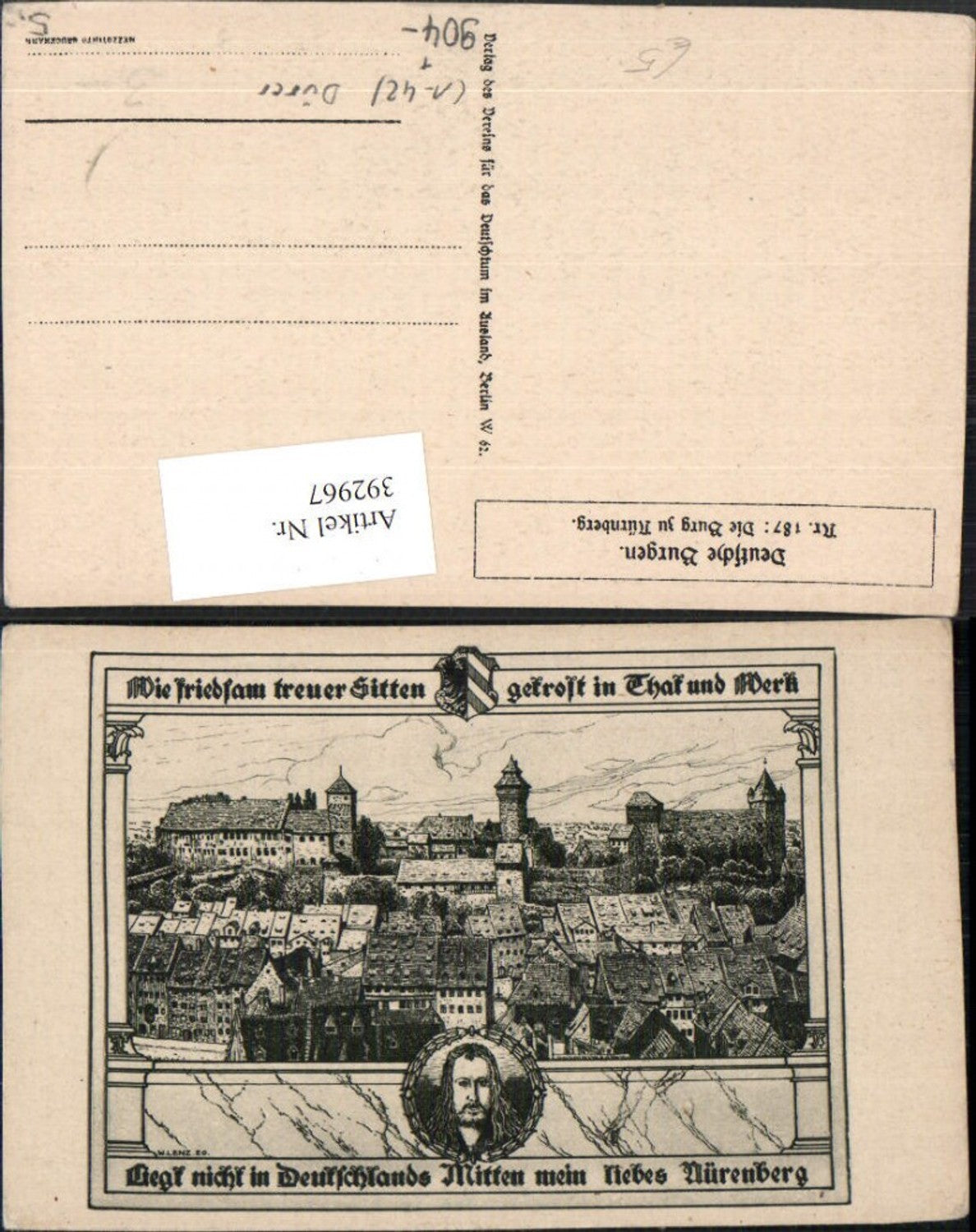 392967,Künstler AK Burg zu Nürnberg Totale