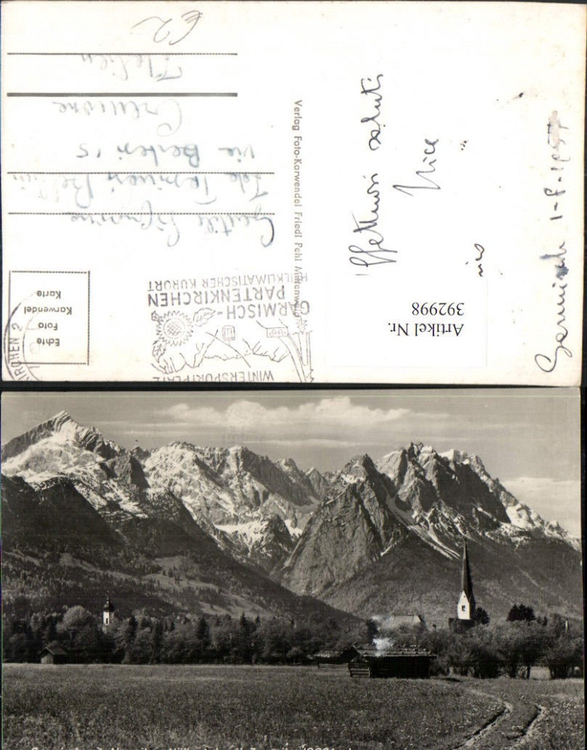 392998,Garmisch Teilansicht m. Alpspitze u. Zugspitze Bergkulisse