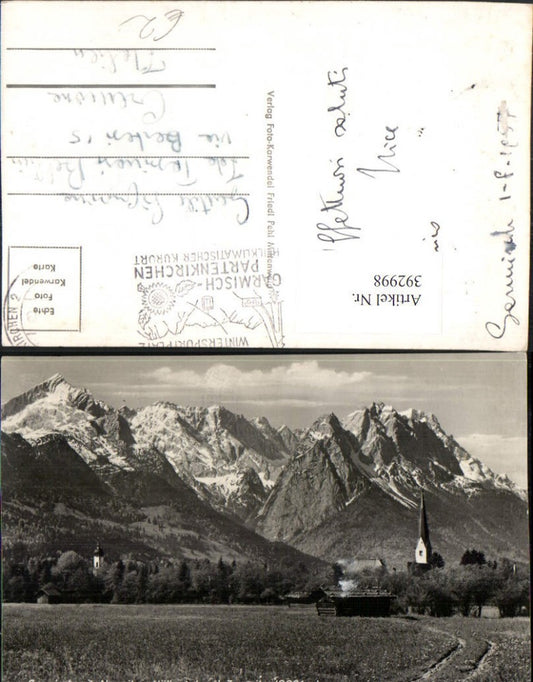392998,Garmisch Teilansicht m. Alpspitze u. Zugspitze Bergkulisse