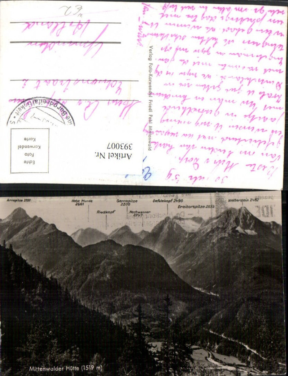 393007,Mittenwalder-Hütte b. Mittenwald Bergkulisse