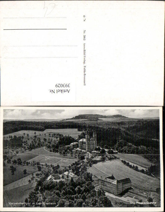 393029,Vierzehnheiligen Kirche m. Exerzitienheim b. Bad Staffelstein Fliegeraufnahme