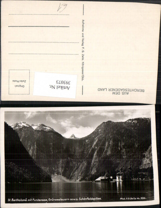 393073,St. Bartholomä m. Funtensee Grünseelauern u. Schönfeldspitze Bergkulisse