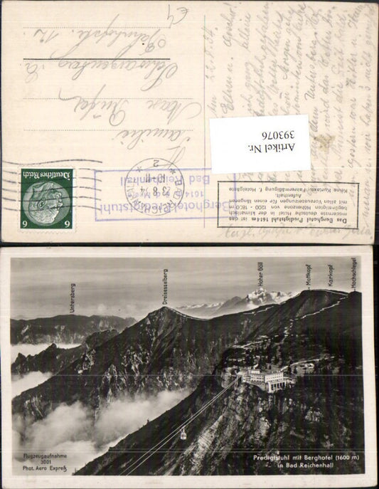 393076,Predigtstuhl m. Berghotel b. Bad Reichenhall Bergkulisse Fliegeraufnahme