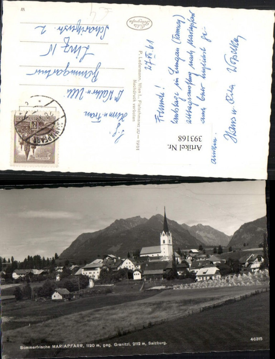 393168,Mariapfarr Totale geg. Granitzl Bergkulisse