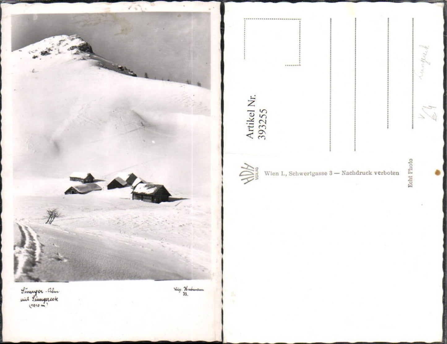 393255,Lunger-Alm Almhütten m. Lungereck Winterbild pub Foto Hubmann 33