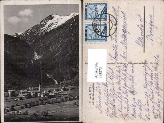 393275,Krimml Totale mit den Wasserfällen Bergkulisse