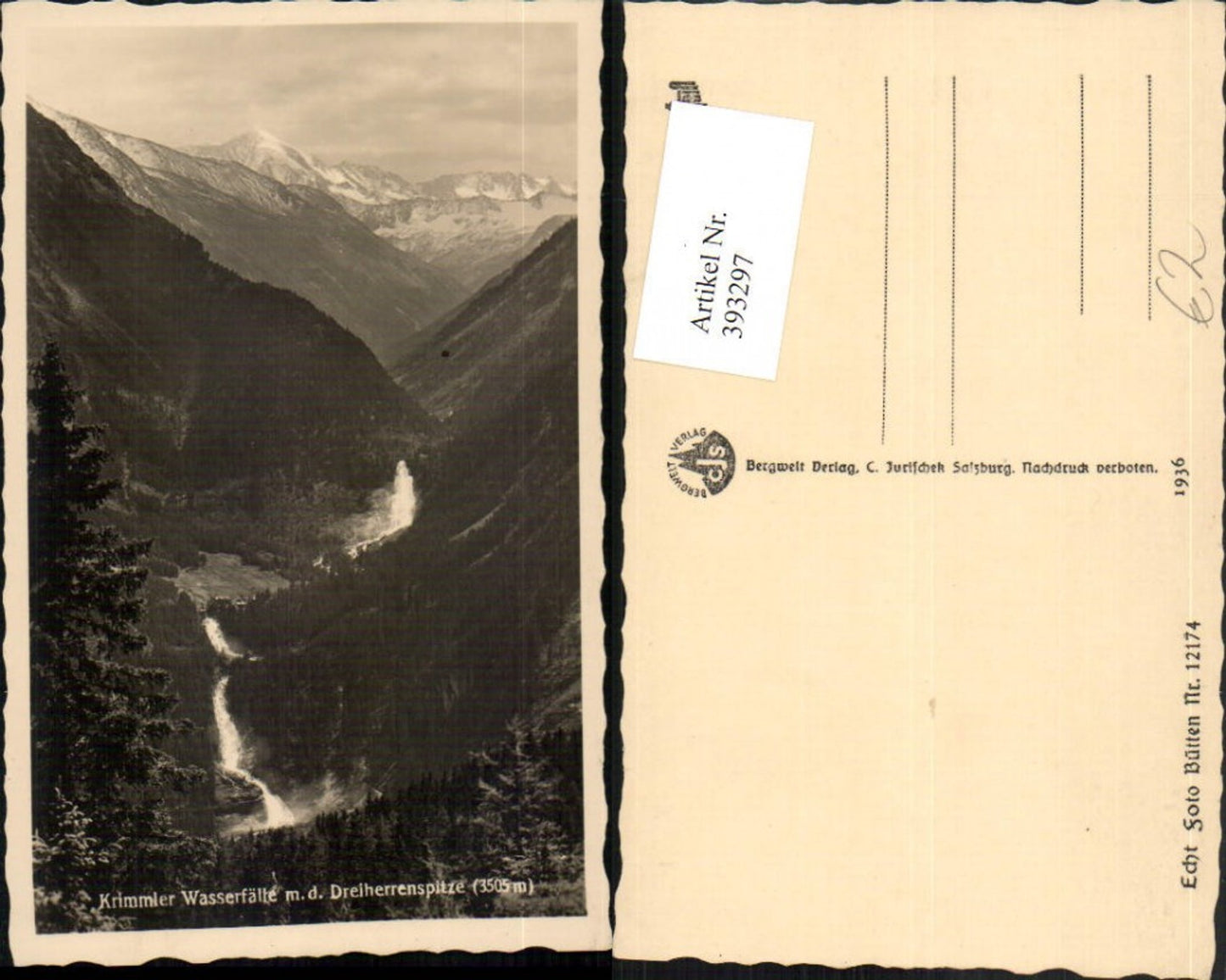 393297,Krimmler Wasserfälle b. Krimml m. Dreiherrenspitze Bergkulisse