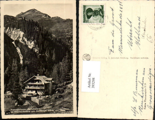 393298,Alpengasthaus Berndlalm b. Neukirchen geg. Hackkogel Bergkulisse