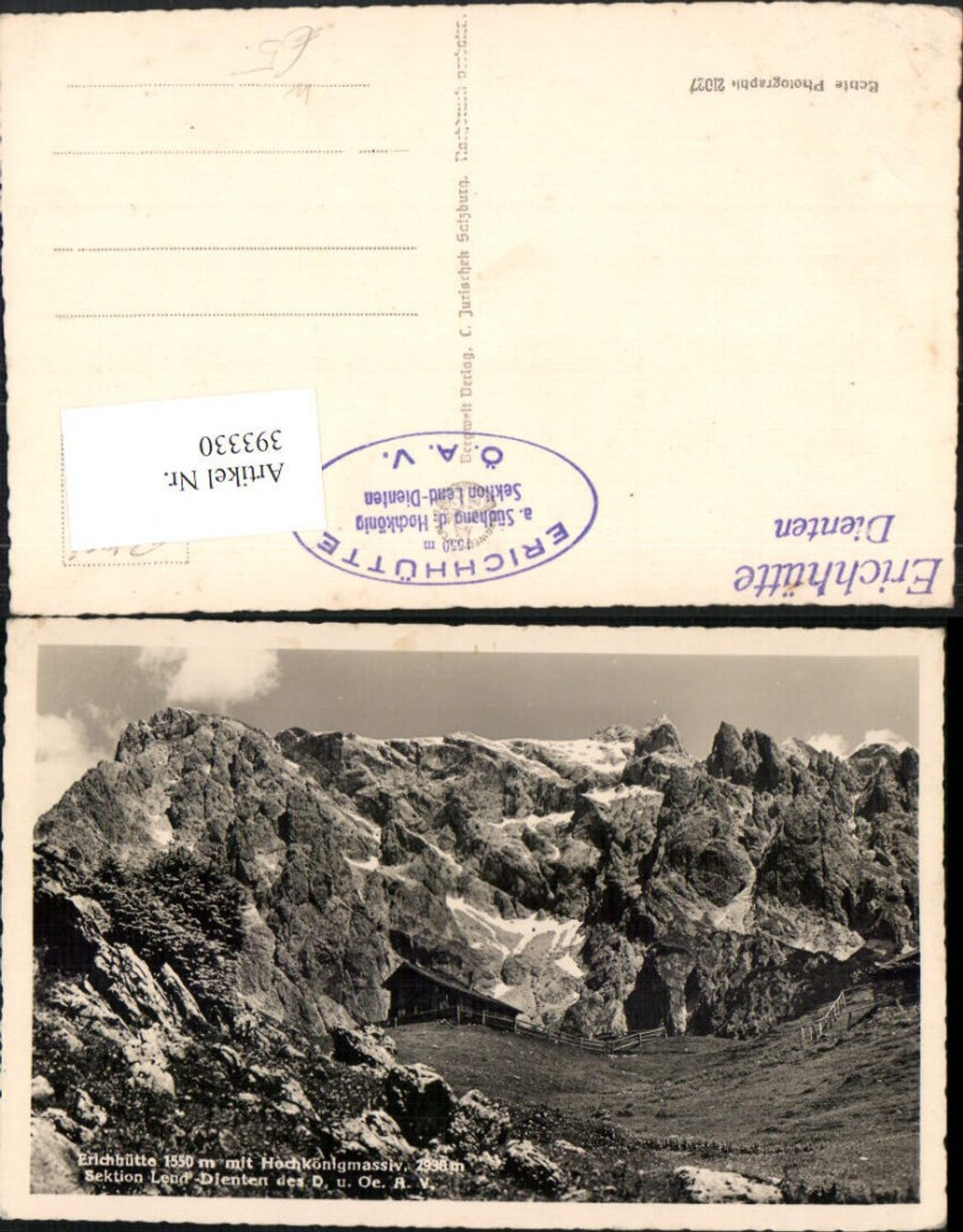 393330,Erichhütte Berghütte b. Dienten am Hochkönig Bergkulisse