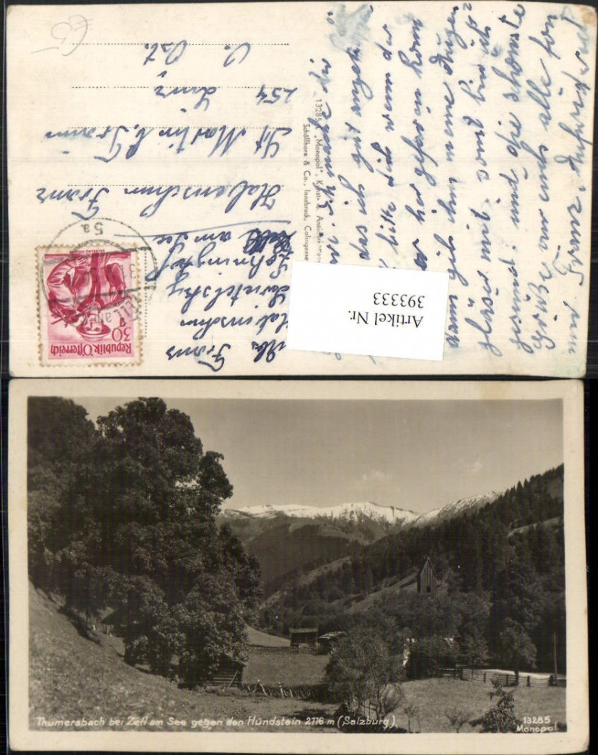 393333,Thumersbach b. Zell am See geg. Hundstein Bergkulisse