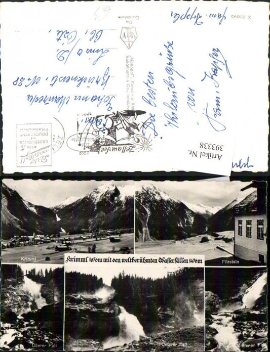 393338,Krimml Totale mit den Wasserfällen Filzstein Mehrbildkarte