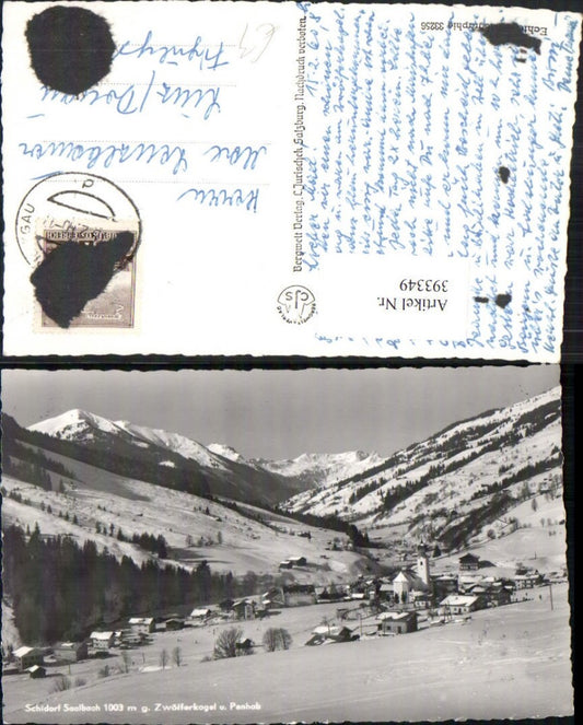 393349,Saalbach Totale geg. Zwölferkogel u. Penhab Bergkulisse Winterbild