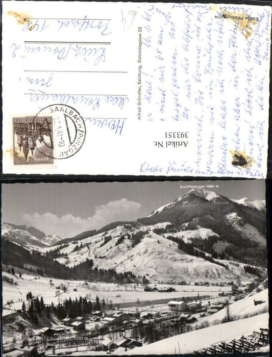 393351,Hinterglemm Totale b. Saalbach m. Zwölferkogel Winterbild