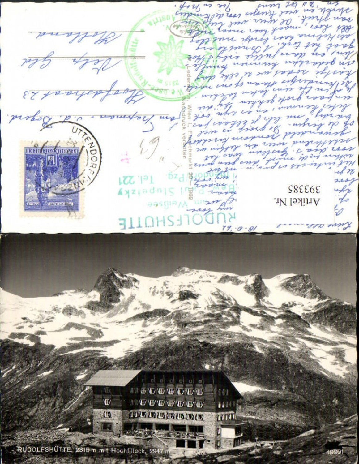 393385,Rudolfshütte Berghütte b. Uttendorf m. Hochfilleck Bergkulisse