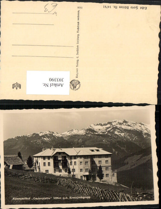 393390,Alpengasthof Gerlosplatte b. Krimml geg. Kreuzjochgruppe Bergkulisse