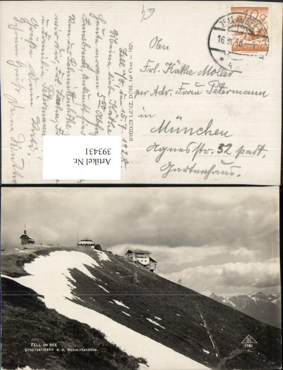 393431,Zell am See Drahtseilbahn Seilbahn auf d. Schmittenhöhe