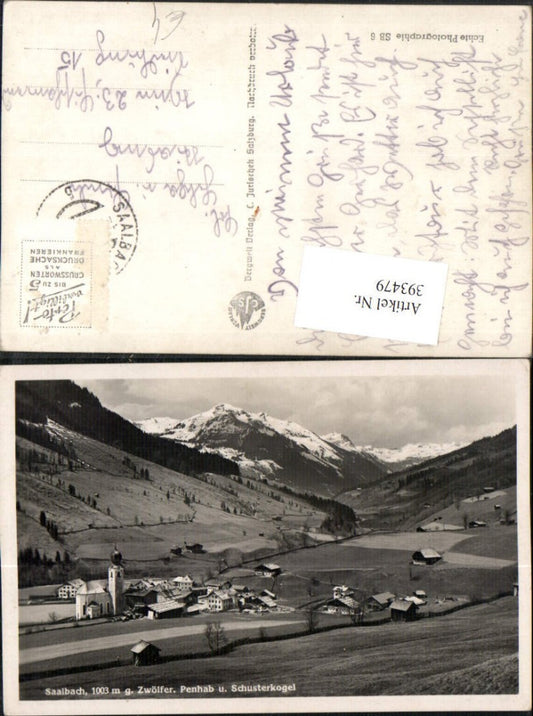 393479,Saalbach Totale geg. Zwöfler Penhab u. Schusterkogel Bergkulisse