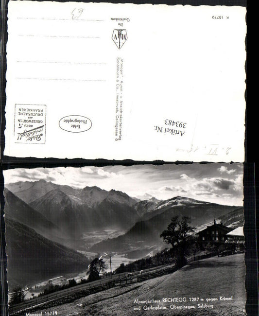 393483,Alpengasthaus Rechtegg geg. Krimml u. Gerlosplatte Bergkulisse