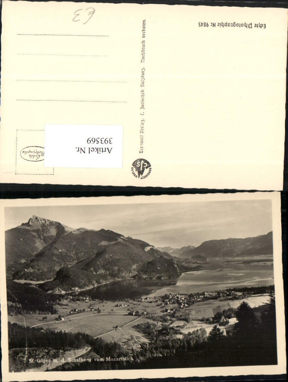 393569,St. Gilgen Totale m. d. Schafberg vom Mozartblick Bergkulisse