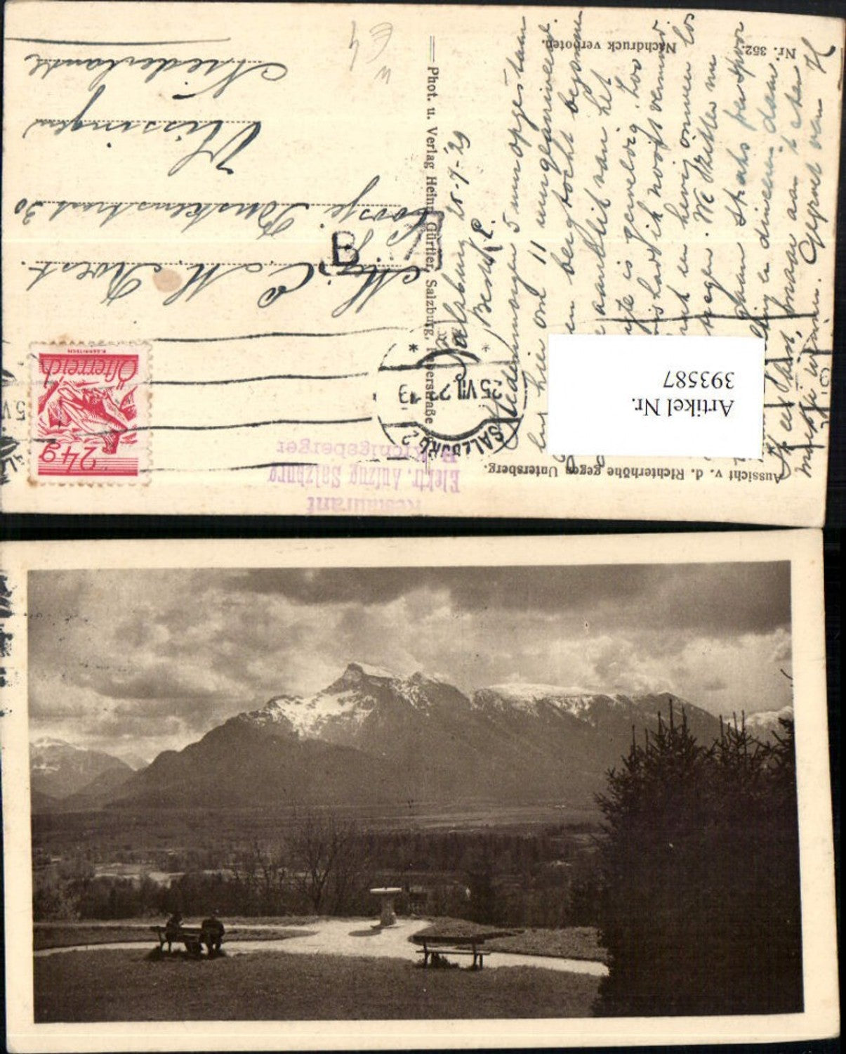 393587,Salzburg Aussicht von d. Richterhöhe geg. Untersberg Bergkulisse