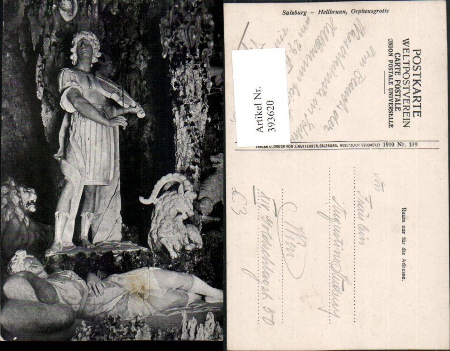 393620,Salzburg Hellbrunn Orpheusgrotte Statue Geige