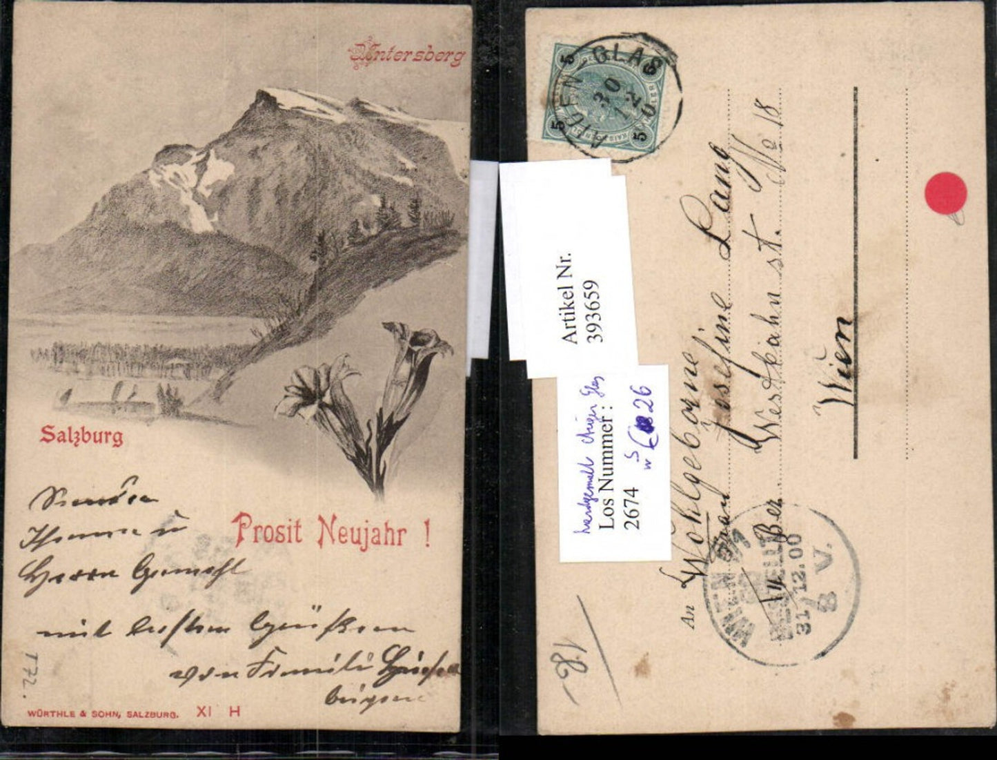393659,Künstler AK Handgemalt Salzburg Untersberg Bergkulisse Aigen Glas Stempel