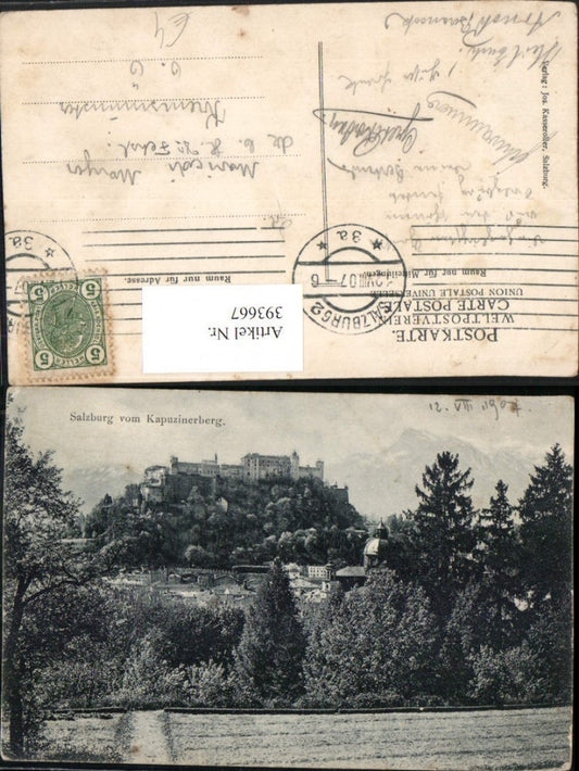 393667,Salzburg Teilansicht m. Festung vom Kapuzinerberg