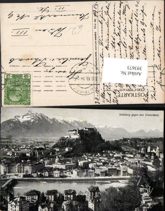 393673,Salzburg Totale m. Festung geg. Untersberg Bergkulisse