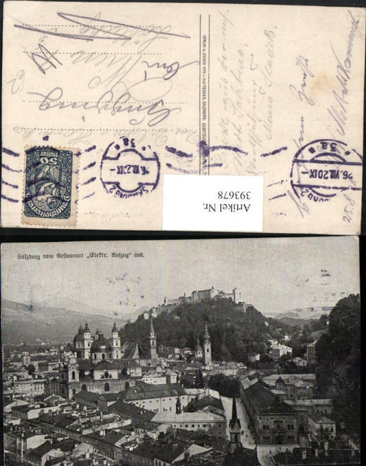 393678,Salzburg Totale m. Festung vom Restaurant Elektrischer Aufzug
