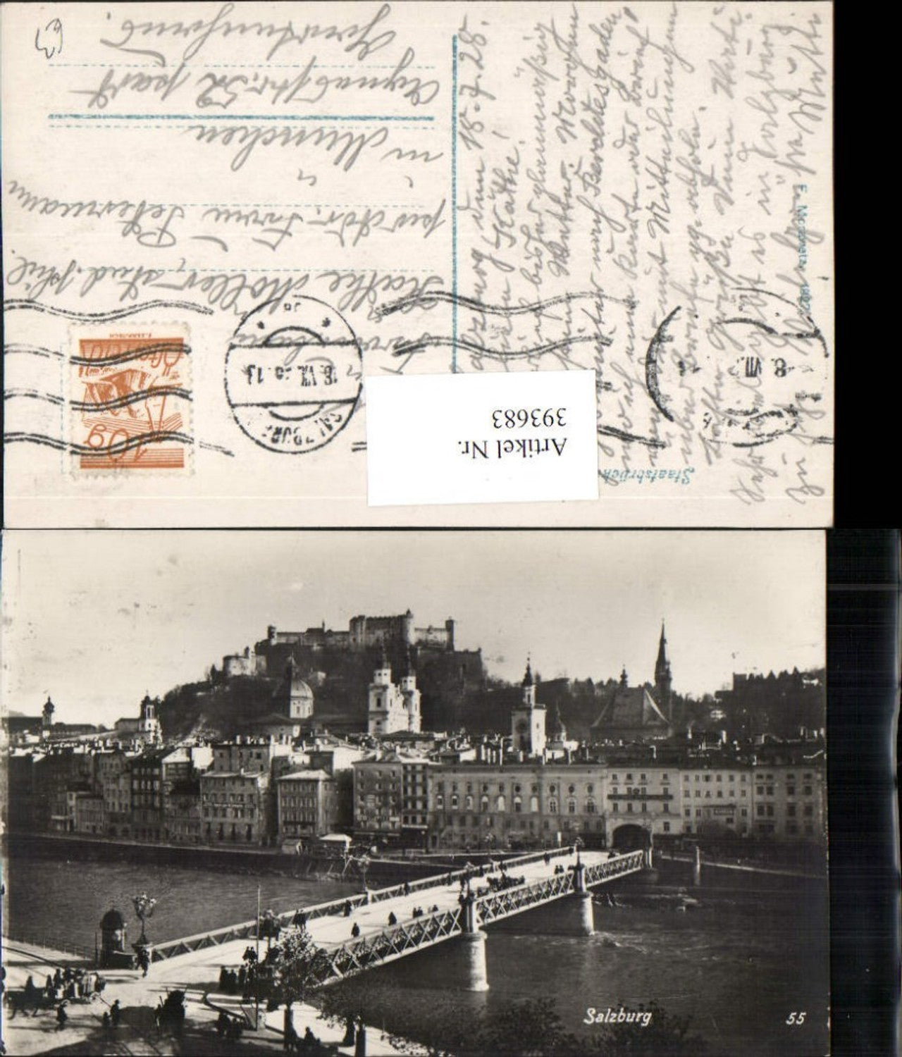 393683,Salzburg Teilansicht Staatsbrücke Brücke u. Festung