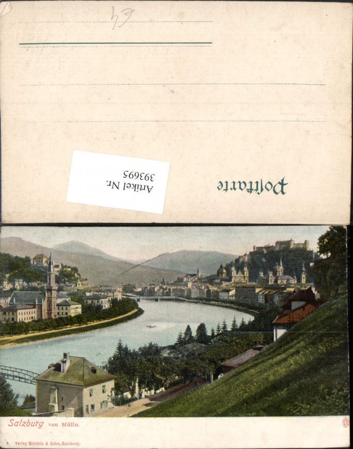 393695,Salzburg Totale von Mülln m. Festung