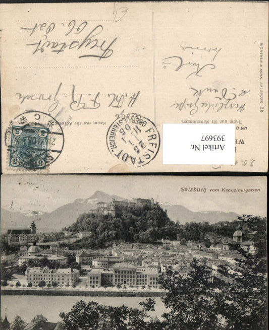 393697,Salzburg Totale m. Festung vom Kapzinergarten