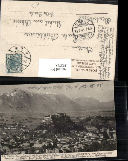 393718,Salzburg Totale m. Festung vom Kapuzinerberg Bergkulisse