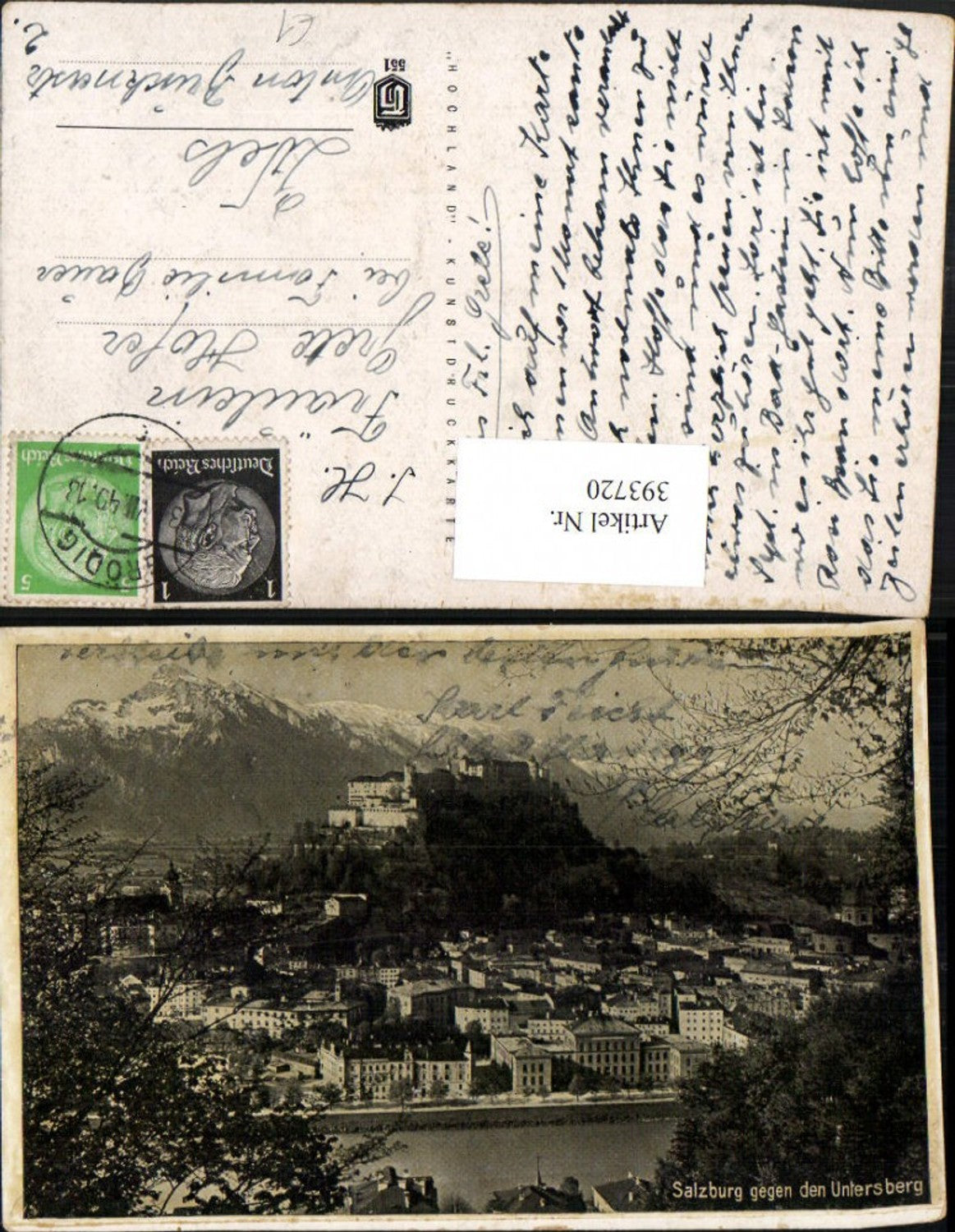 393720,Salzburg Teilansicht m. Festung geg. Untersberg Bergkulisse