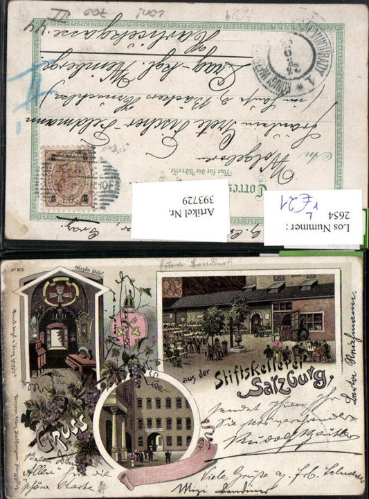 393729,Litho Gruß aus Salzburg Stiftskeller Mehrbildkarte pub Regel & Krug 695