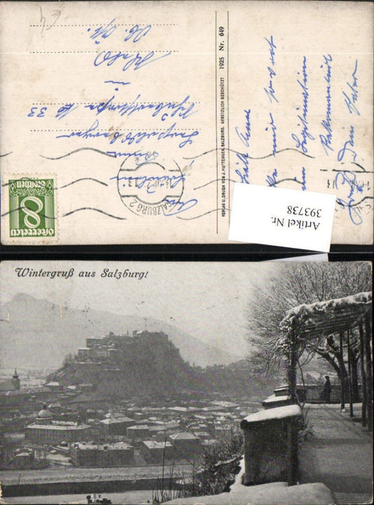 393738,Wintergruß aus Salzburg Teilansicht m. Festung Winterbild