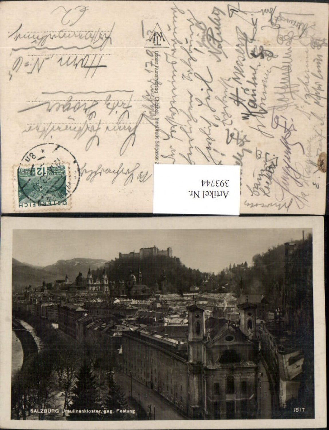 393744,Salzburg Teilansicht m. Uraulinenkloster geg. Festung