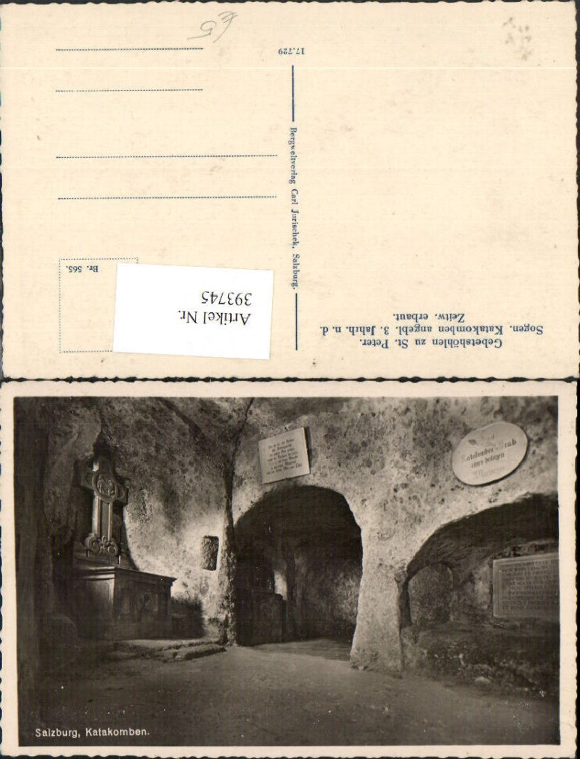393745,Salzburg Gebetshöhlen zu St. Peter Sogen Katakomben