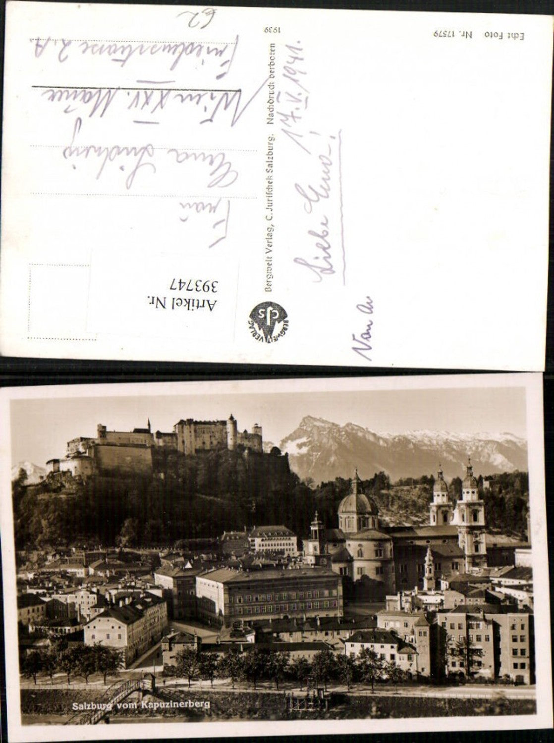 393747,Salzburg Teilansicht m. Festung vom Kapuzinerberg Bergkulisse