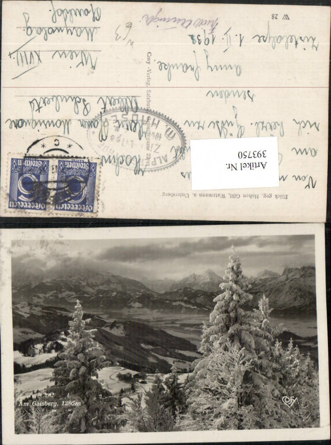 393750,Salzburg Gaisberg geg. Hohen Göll Watzmann u. Untersberg Winterbild pub Cosy