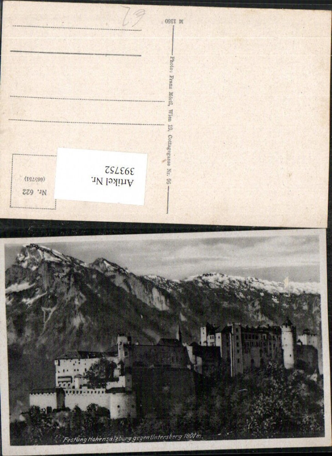 393752,Salzburg Festung Hohensalzburg geg. Untersberg Bergkulisse