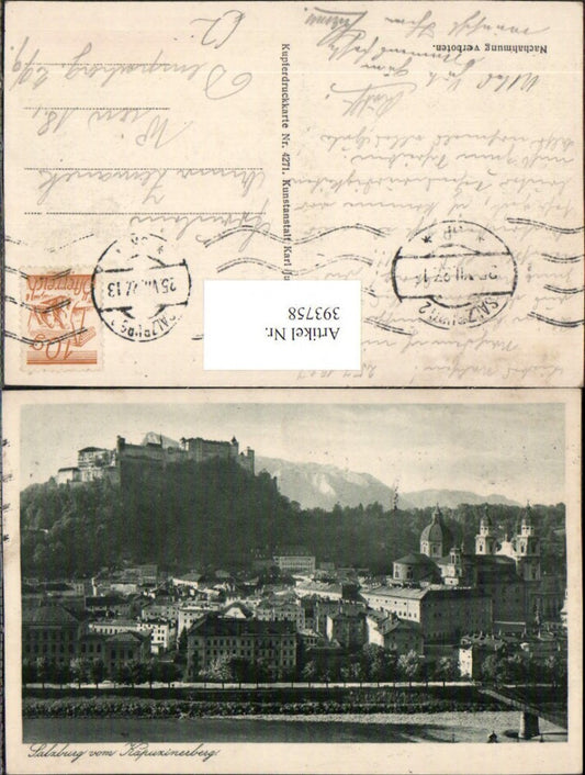 393758,Salzburg Teilansicht m. Festung vom Kapuzinerberg