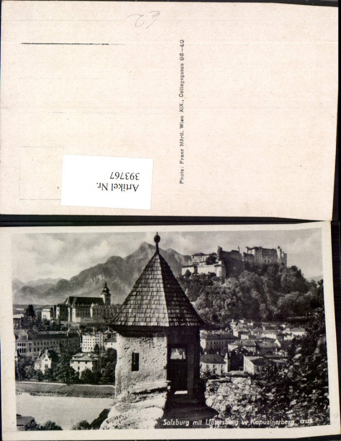 393767,Salzburg Teilansicht m. Festung vom Kapuzinerberg Turm Bergkulisse