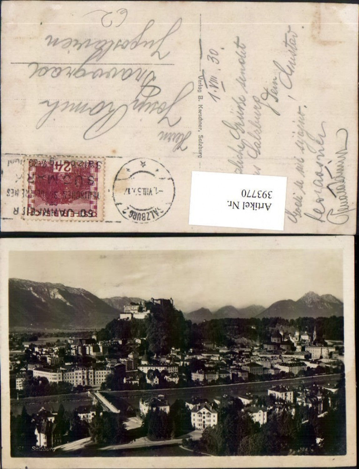 393770,Salzburg Totale m. Festung Bergkulisse
