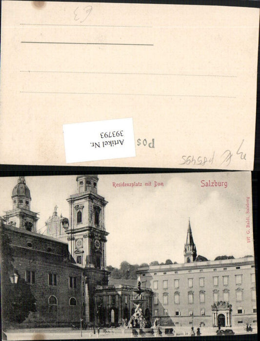 393793,Salzburg Residenzplatz Brunnen m. Dom Kirche