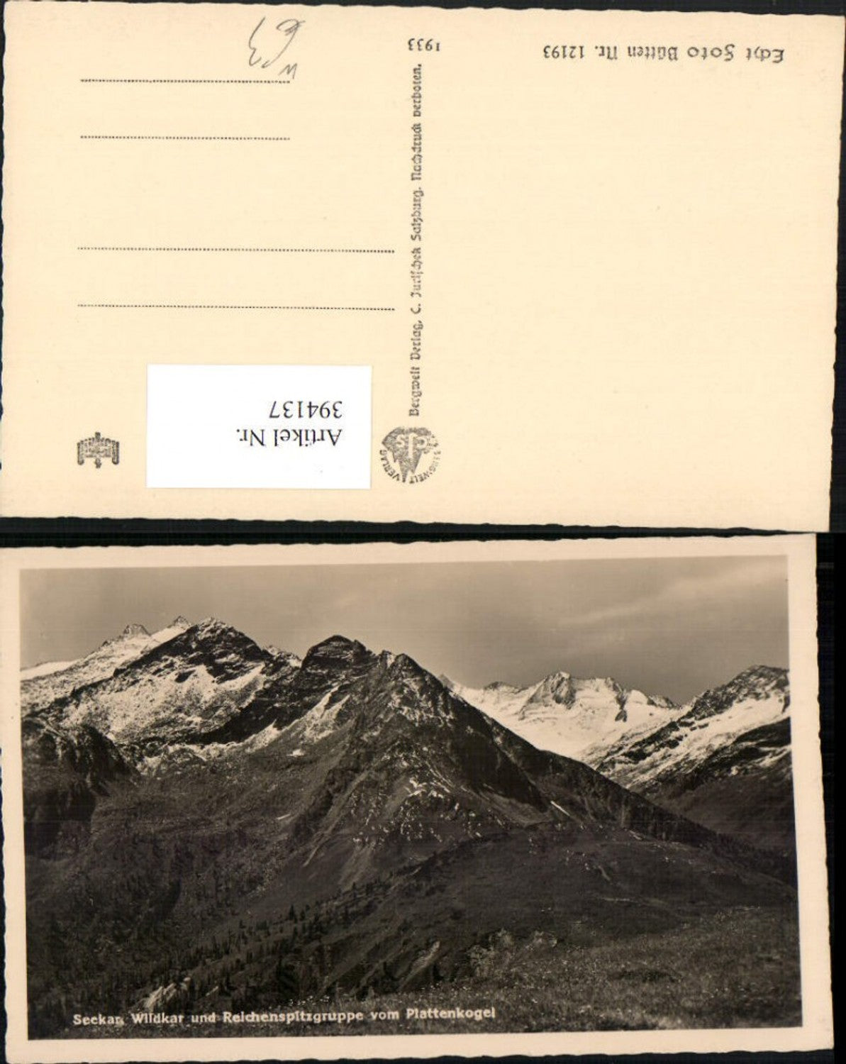 394137,Seekar Wildkar u. Reichenspitzgruppe vom Plattenkogel b. Krimml Bergkulisse