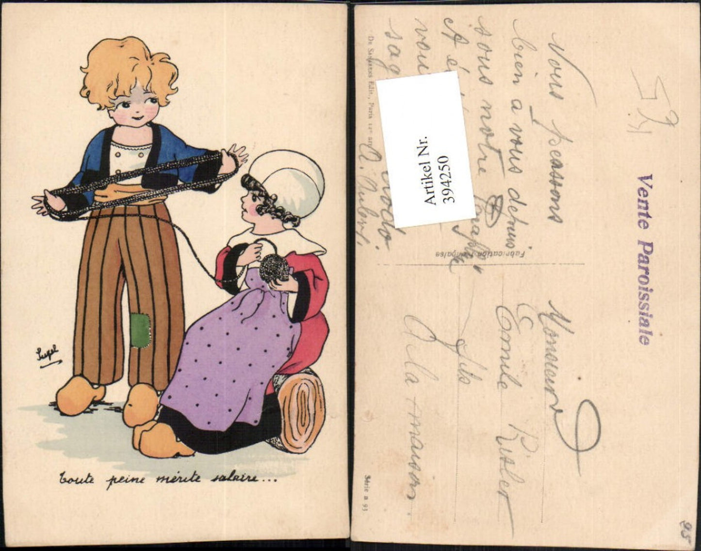 394250,Künstler AK Holländische Kinder Pantoffeln Wolle