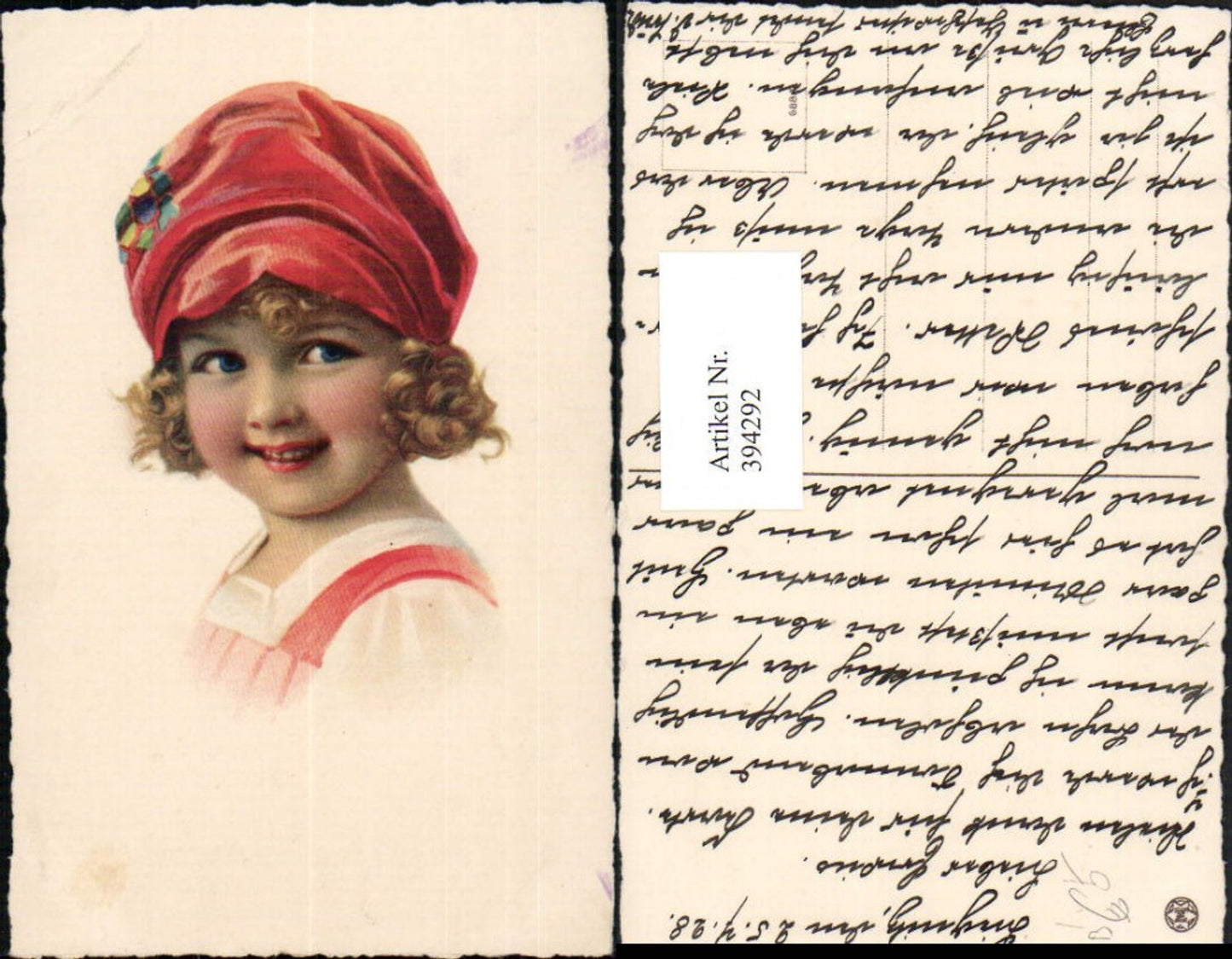 394292,Künstler AK Kind Mädchen m. Mütze Portrait pub Novolito
